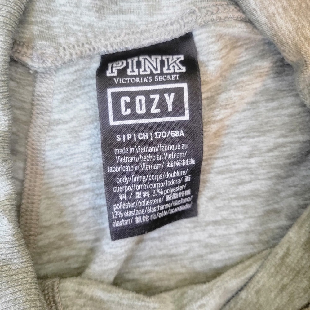 Victoria's Secret PINK Cozy High Waist Leggings Green Grey Side Pockets Small - Picture 2 of 5